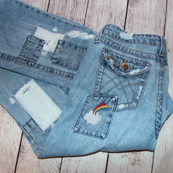lei Denim - Vintage Lei Rainbow Apple Patch Denim Jeans